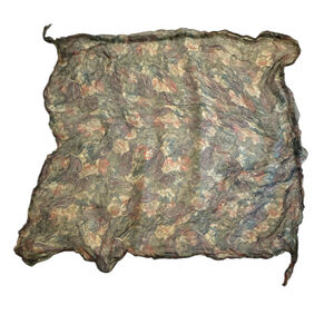 Vintage Sheer Paisly Scarf Crinkle Black Floral Multi-color